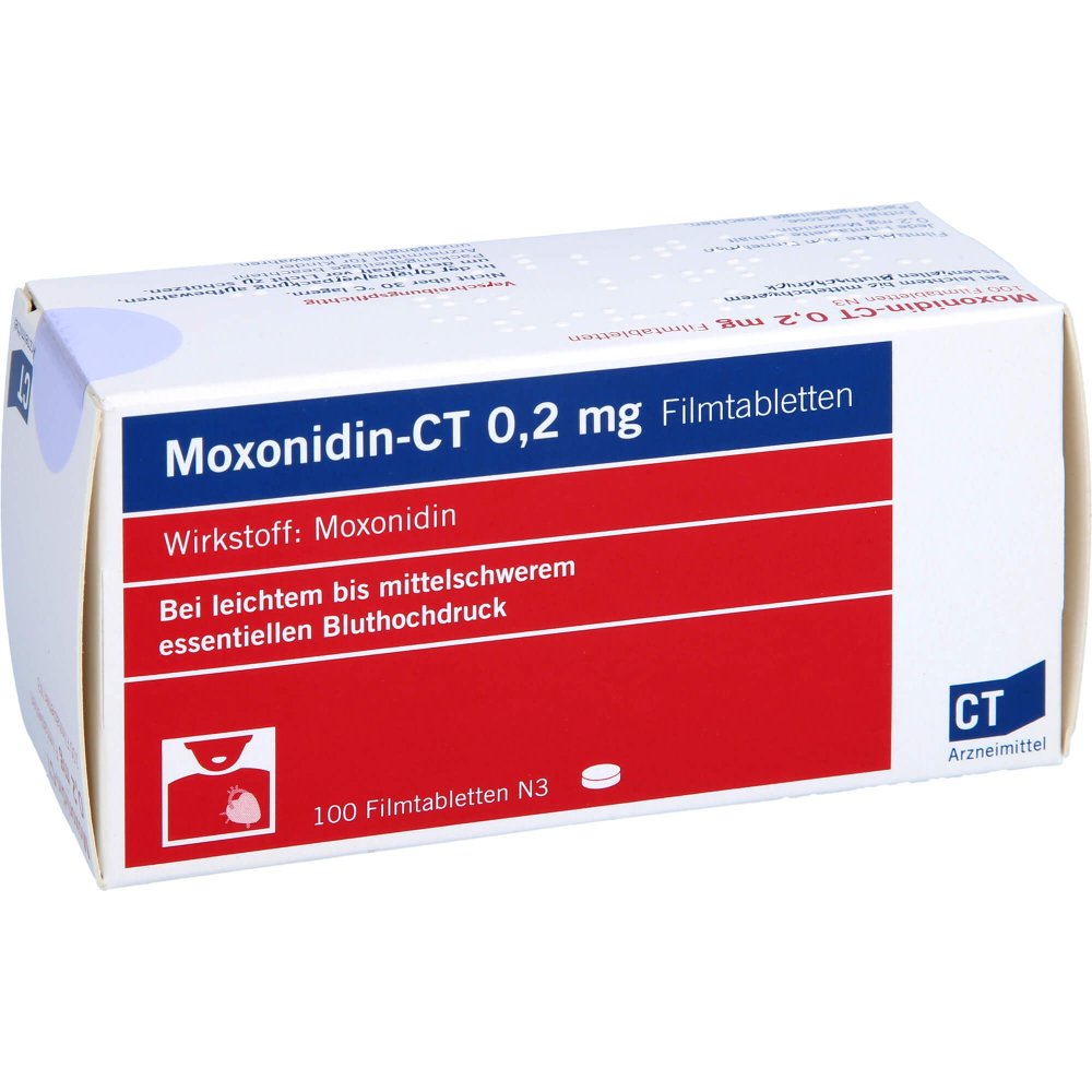 Das Produktfoto zeigt Moxonidin-Ct 0,2 Mg Filmtabletten (100 stk) PZN 00873490