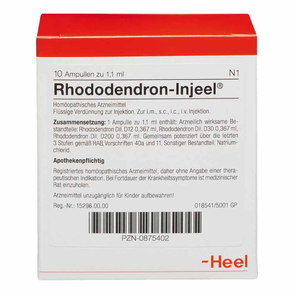 Das Produktfoto zeigt Rhododendron Injeel Ampullen (10 stk) PZN 00875402