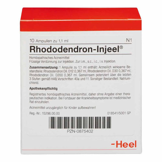 Das Produktfoto zeigt Rhododendron Injeel Ampullen (10 stk) PZN 00875402