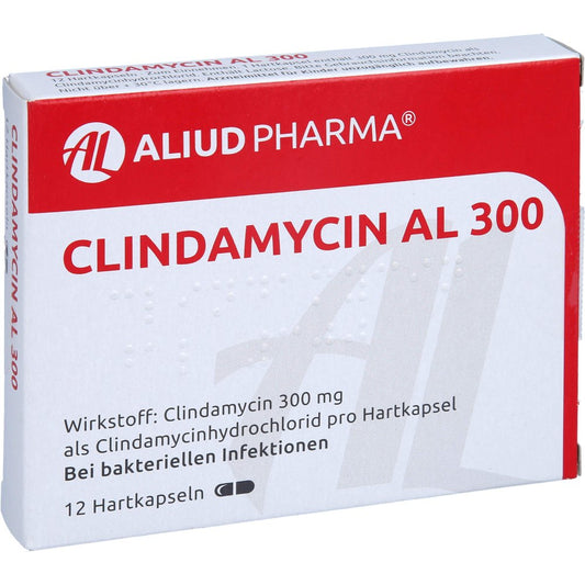 Das Produktfoto zeigt Clindamycin Al 300 Mg Hartkapseln (12 stk) PZN 00887397