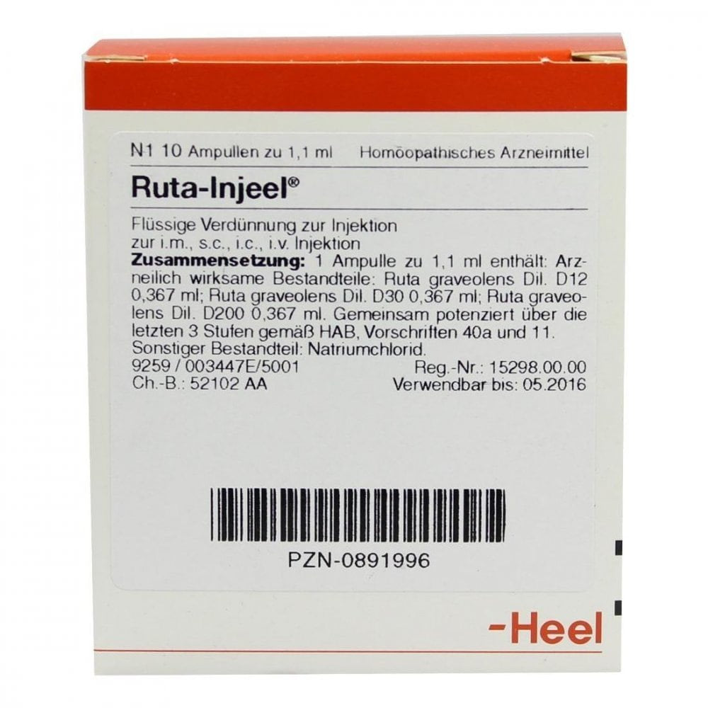 Das Produktfoto zeigt Ruta Injeel Ampullen (10 stk) PZN 00891996