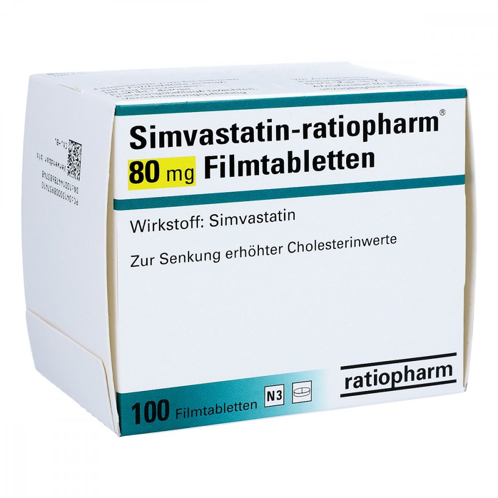 Simvastatin-Ratiopharm 80 Mg Filmtabletten (100 stk)