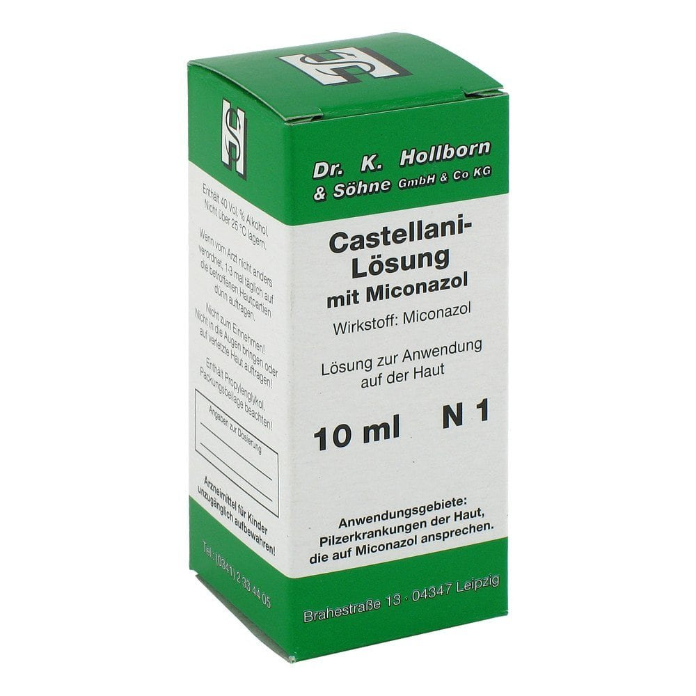 Das Produktfoto zeigt Castellani M. Miconazol Lösung (10 ml) PZN 00912741