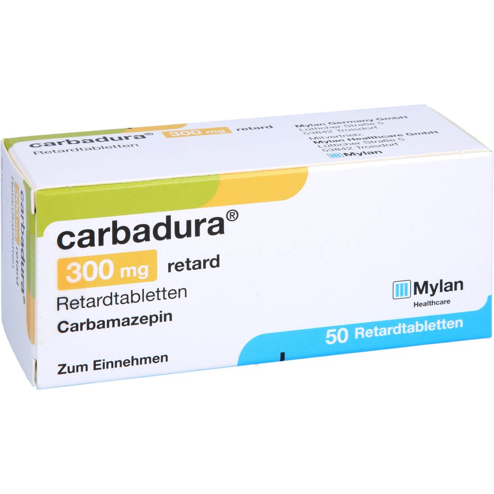 Das Produktfoto zeigt Carbadura 300 Mg Retard Tabl. (50 stk) PZN 00914102