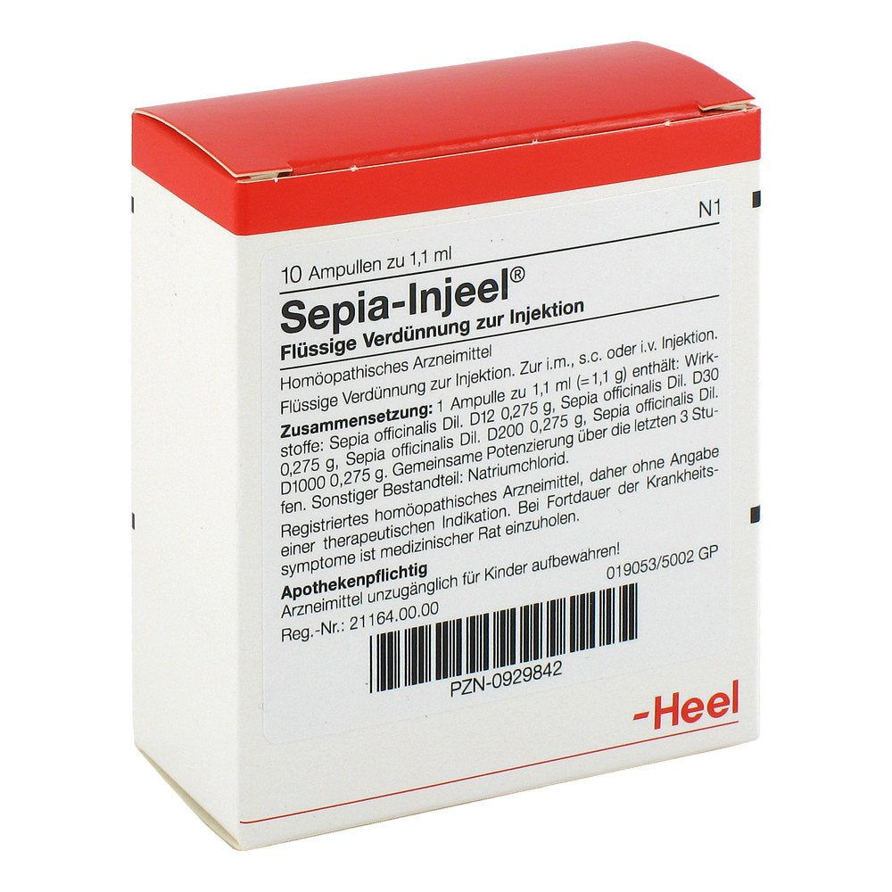 Das Produktfoto zeigt Sepia Injeel Ampullen (10 stk) PZN 00929842