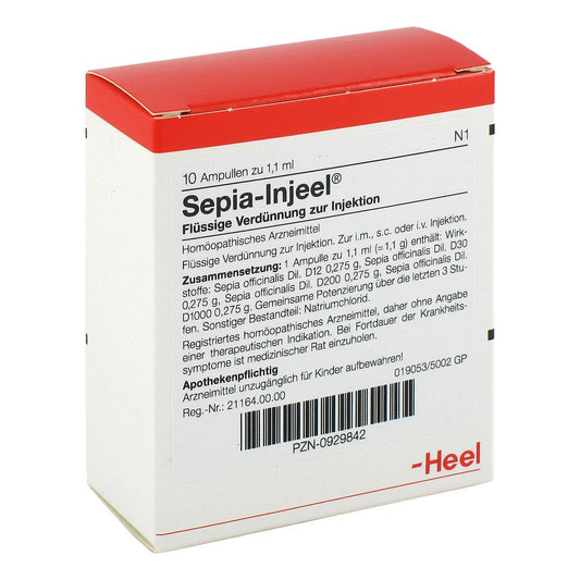 Das Produktfoto zeigt Sepia Injeel Ampullen (10 stk) PZN 00929842