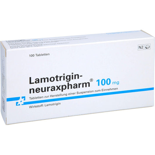 Das Produktfoto zeigt Lamotrigin-Neuraxpharm 100 Mg Tab.Z.H.Susp.Z.Einn. (100 stk) PZN 00938462