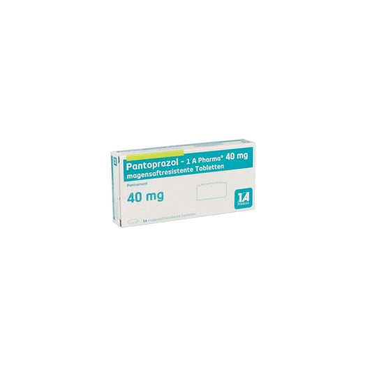 Das Produktfoto zeigt Pantoprazol-1a Pharma 40 Mg Magensaftres.Tabletten (14 stk) PZN 00939510