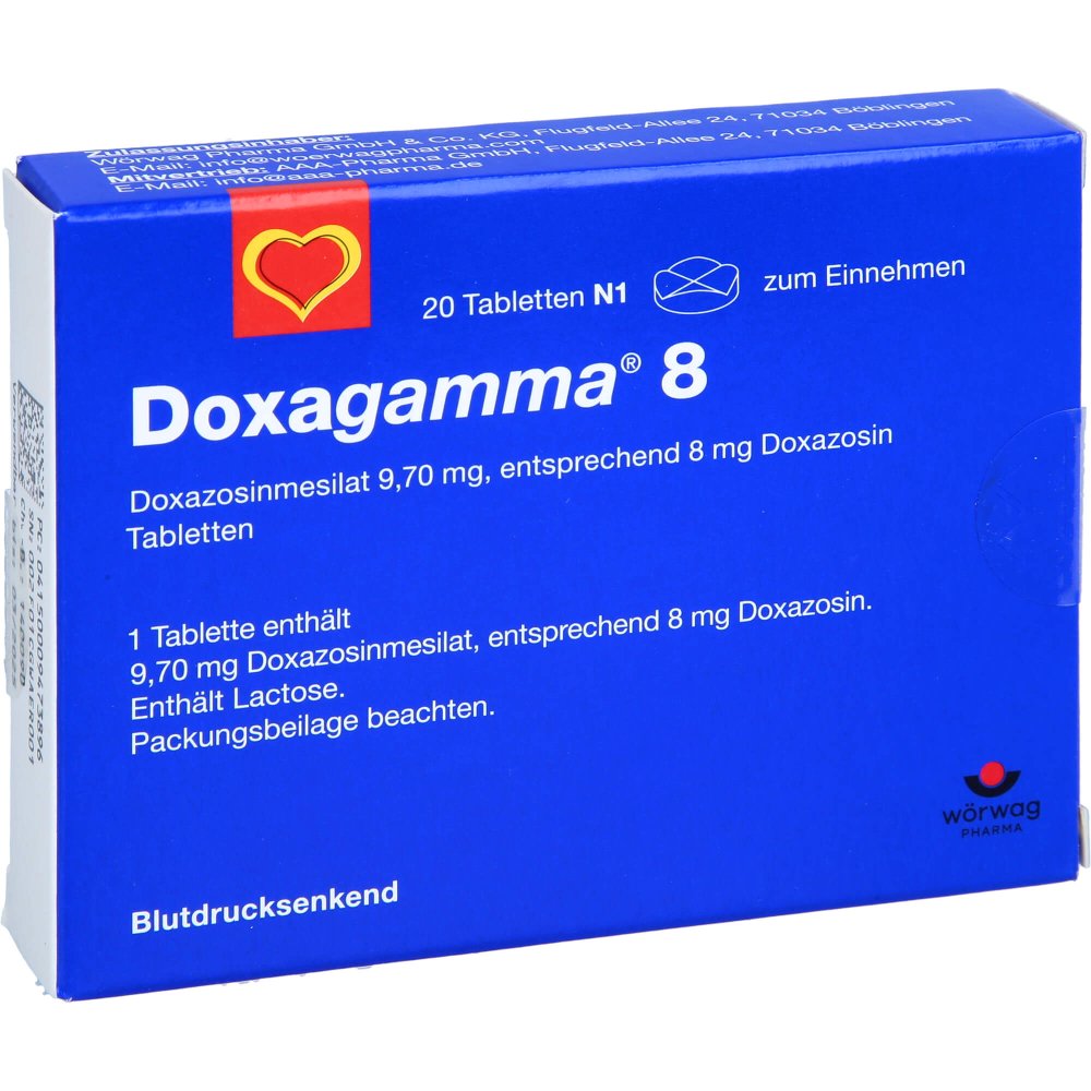 Das Produktfoto zeigt Doxagamma 8 Mg Tabletten (20 stk) PZN 00947389