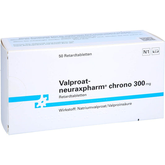Das Produktfoto zeigt Valproat-Neuraxpharm Chrono 300 Mg Retardtabletten (50 stk) PZN 00947900