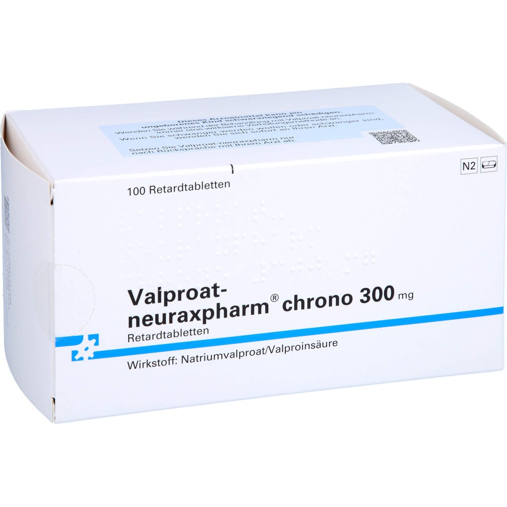 Das Produktfoto zeigt Valproat-Neuraxpharm Chrono 300 Mg Retardtabletten (100 stk) PZN 00947917