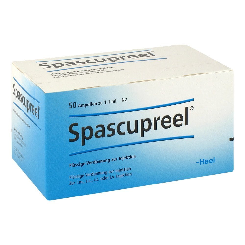 Das Produktfoto zeigt Spascupreel Ampullen (50 stk) PZN 00951238