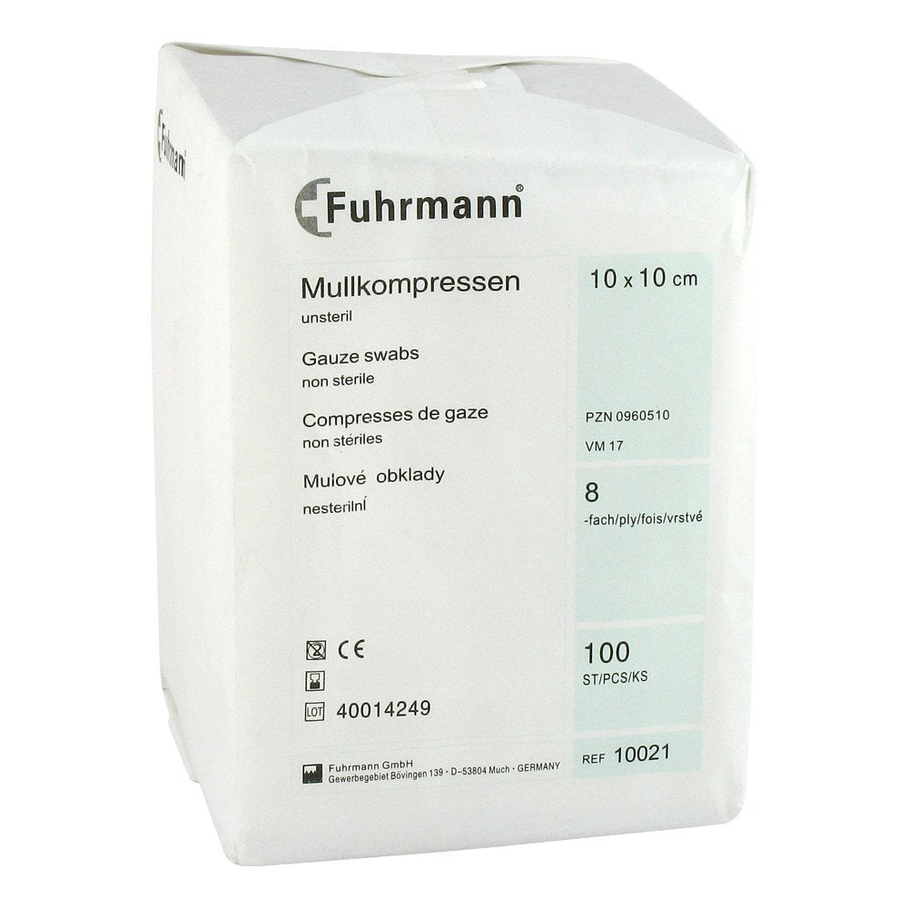 Mullkompressen 10x10 Cm Unsteril 8fach (100 stk)