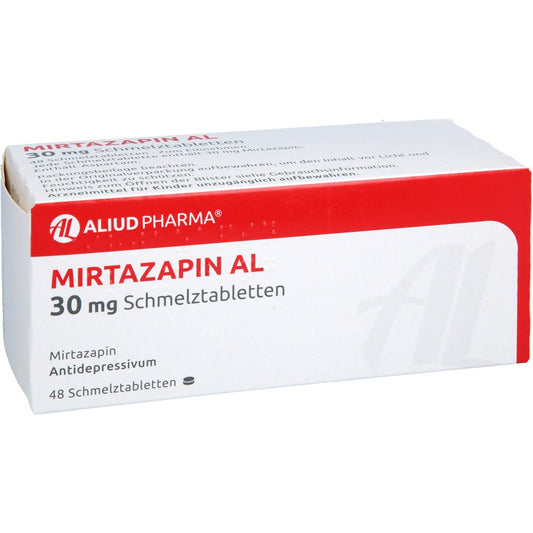 Das Produktfoto zeigt Mirtazapin Al 30 Mg Schmelztabletten (48 stk) PZN 00976698
