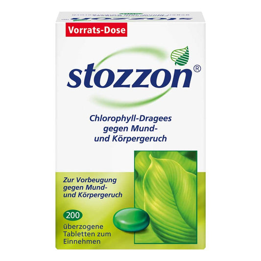 Das Produktfoto zeigt Stozzon Chlorophyll Überzogene Tabletten (200 stk) PZN 00977427