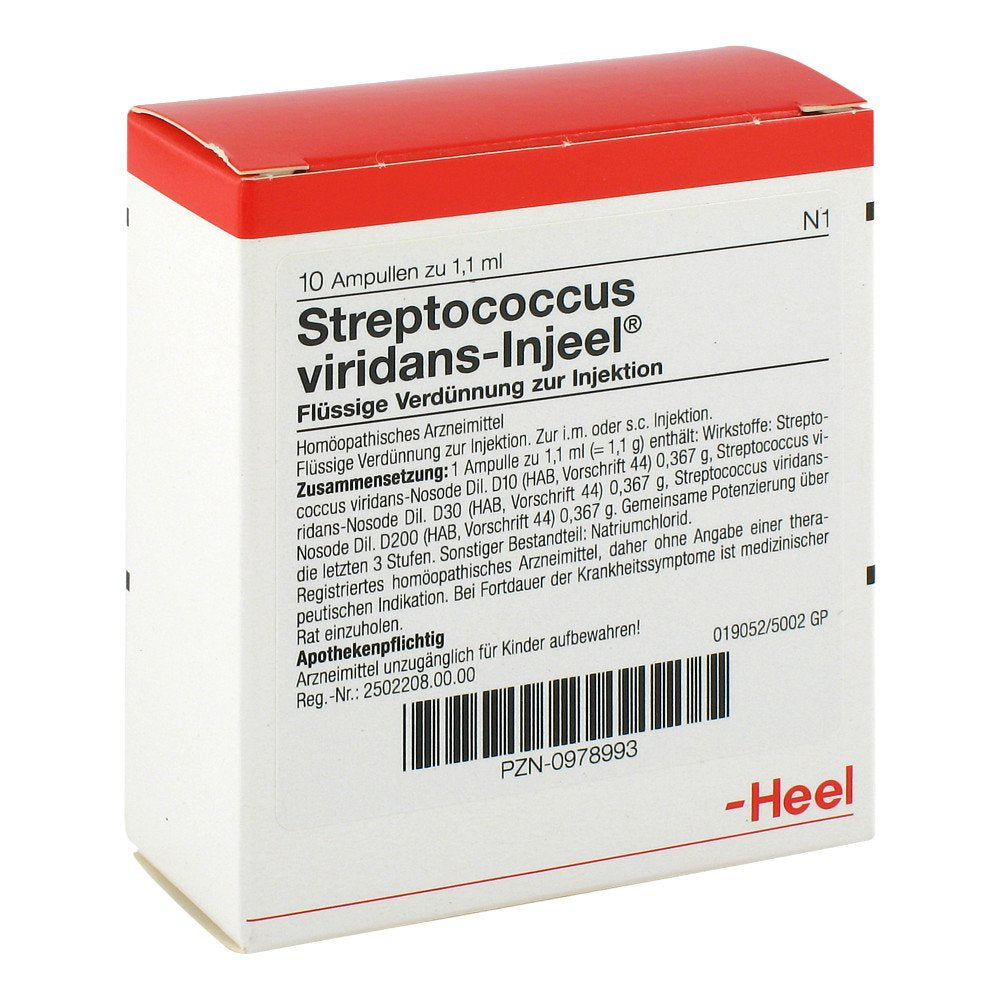 Das Produktfoto zeigt Streptococcus Viridans Injeel Ampullen (10 stk) PZN 00978993