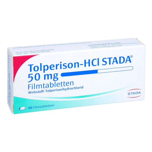 Das Produktfoto zeigt Tolperison-Hcl Stada 50 Mg Filmtabletten (48 stk) PZN 00979610