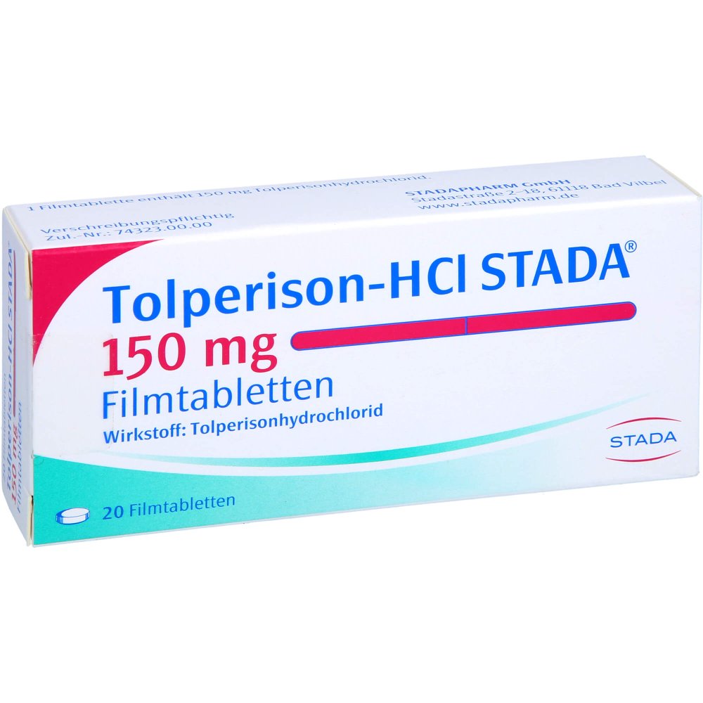 Das Produktfoto zeigt Tolperison-Hcl Stada 150 Mg Filmtabletten (20 stk) PZN 00984686