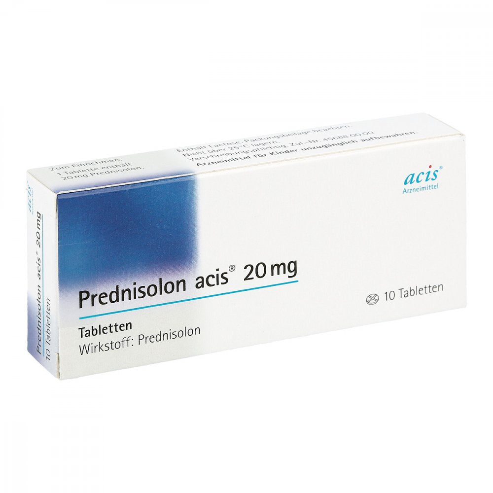 Das Produktfoto zeigt Prednisolon Acis 20 Mg Tabletten (10 stk) PZN 00985148