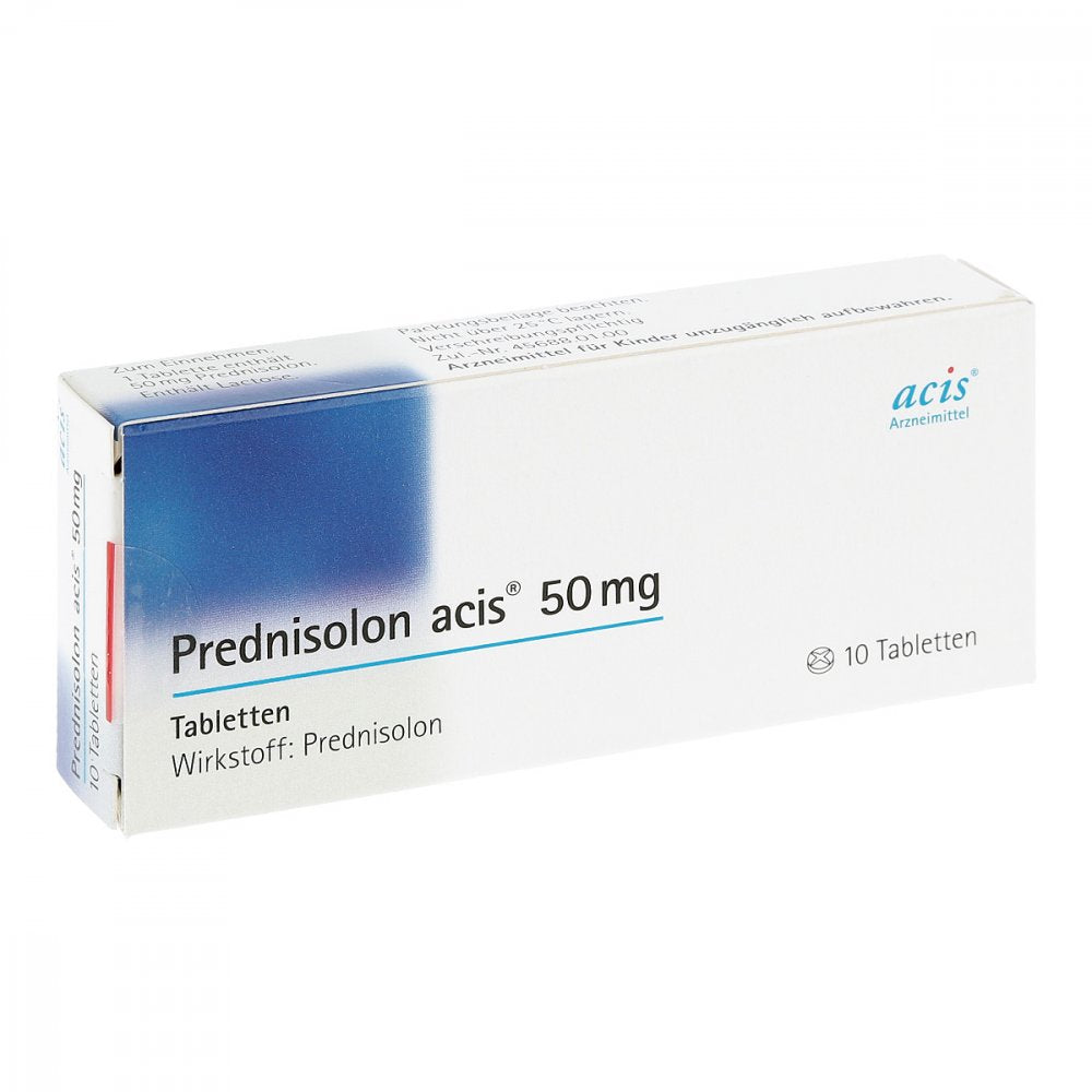 Das Produktfoto zeigt Prednisolon Acis 50 Mg Tabletten (10 stk) PZN 00985177