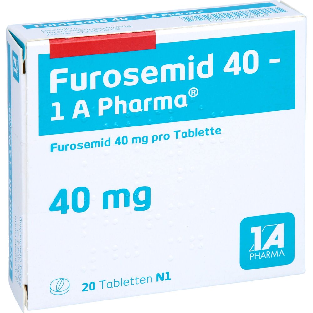 Das Produktfoto zeigt Furosemid 40-1a Pharma Tabletten (20 stk) PZN 00985792