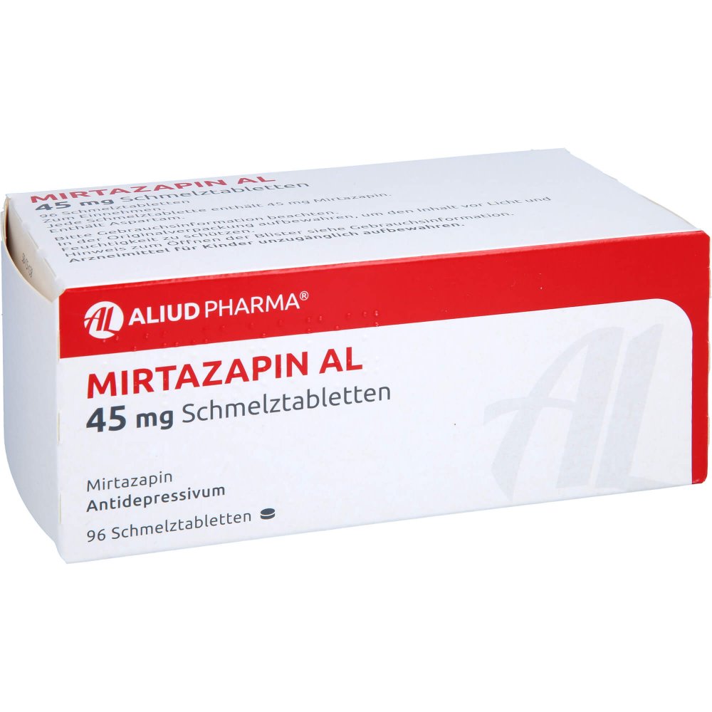 Das Produktfoto zeigt Mirtazapin Al 45 Mg Schmelztabletten (96 stk) PZN 00992266