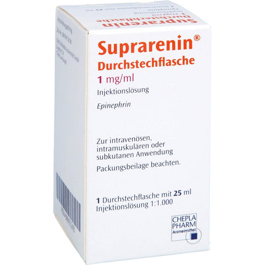Das Produktfoto zeigt Suprarenin Durchstechflaschen (25 ml) PZN 00993248