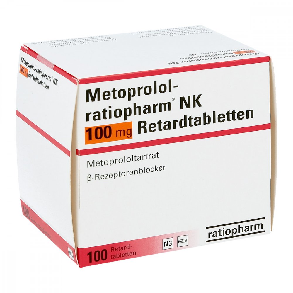 Das Produktfoto zeigt Metoprolol-Ratiopharm Nk 100 Mg Retardtabletten (100 stk) PZN 00997631