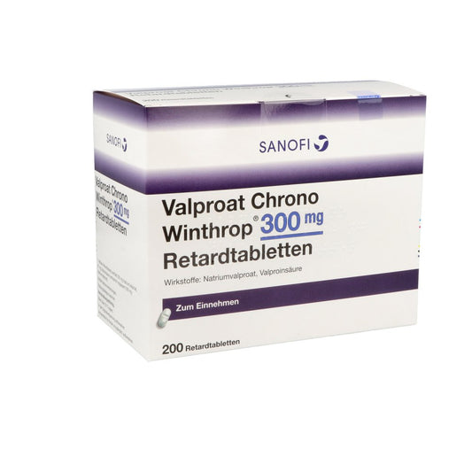Das Produktfoto zeigt Valproat Chrono Winthrop 300 Mg Retardtabletten (200 stk) PZN 00999127