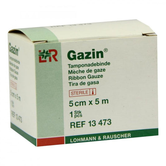 Das Produktfoto zeigt Mullbinden Z.Tamponade Steril 5 Cmx5 M (1 stk) PZN 01003070
