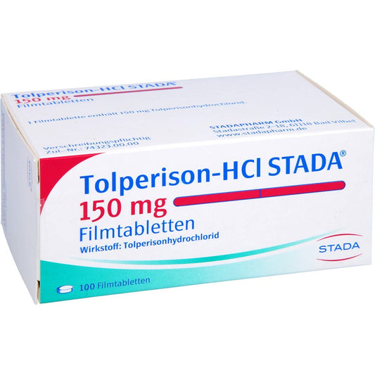Das Produktfoto zeigt Tolperison-Hcl Stada 150 Mg Filmtabletten (100 stk) PZN 01004856
