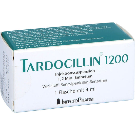 Das Produktfoto zeigt Tardocillin 1200 Spritzfertige Suspension (4 ml) PZN 01005181