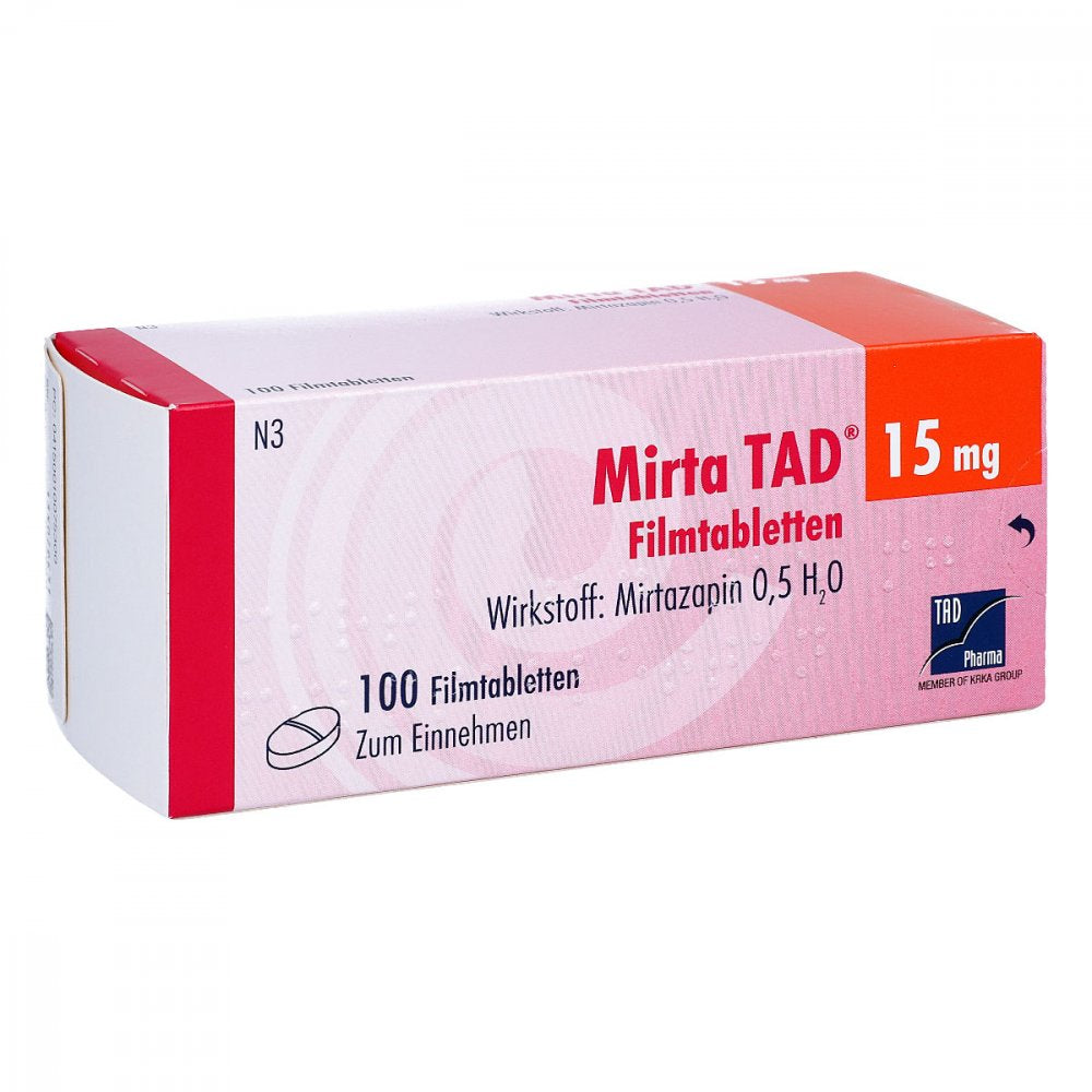 Das Produktfoto zeigt Mirta Tad 15 Mg Filmtabletten (100 stk) PZN 01007530