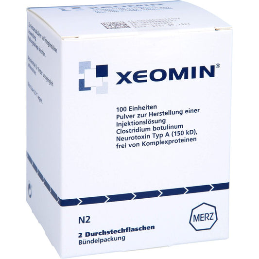 Das Produktfoto zeigt Xeomin 100 Ld50 Einheiten Plv.Z.Herst.E.Inj.-Lsg. (2 stk) PZN 01013890