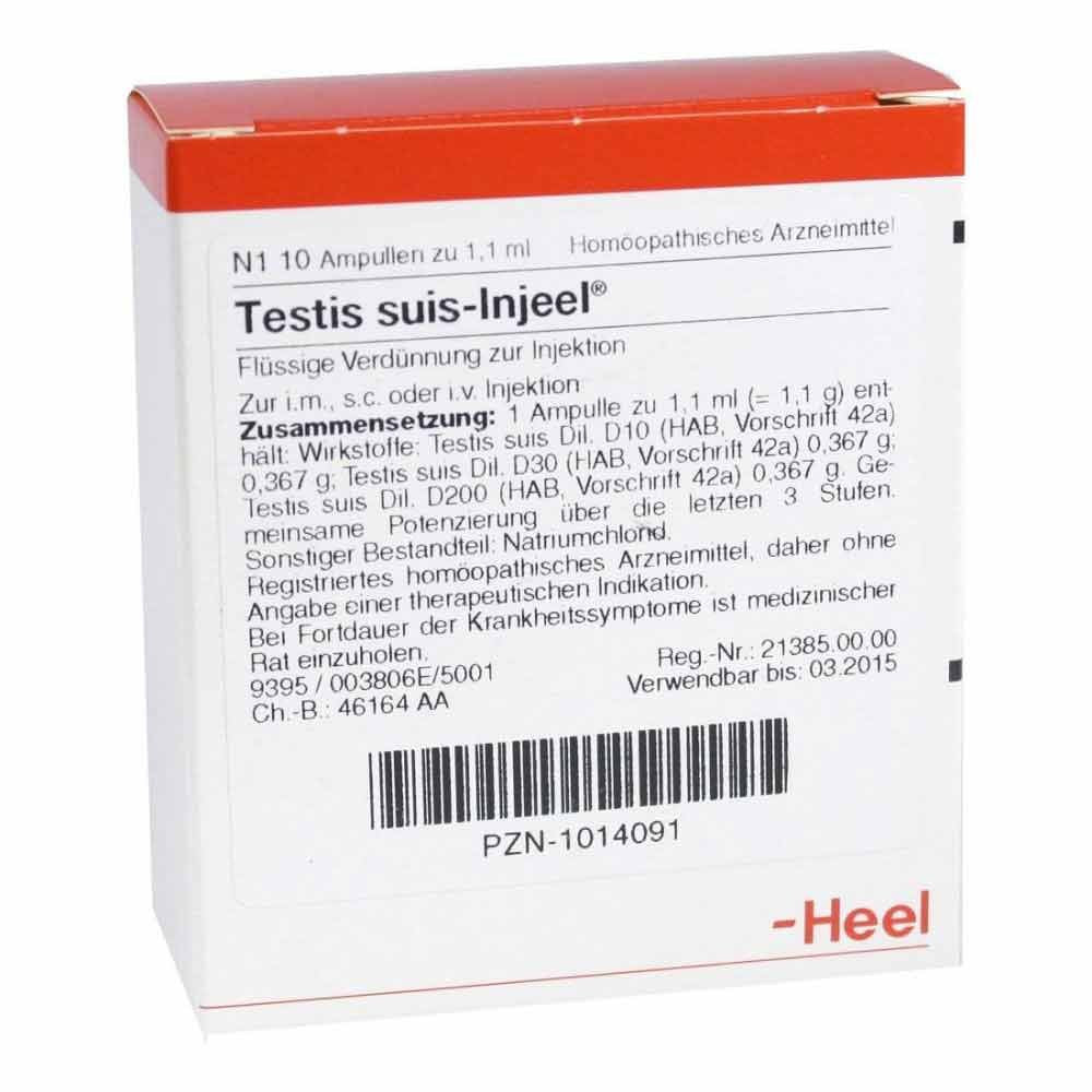 Das Produktfoto zeigt Testis Suis Injeel Ampullen (10 stk) PZN 01014091