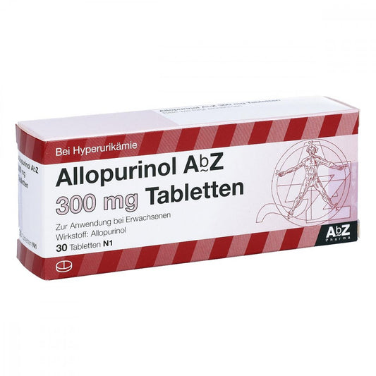 Das Produktfoto zeigt Allopurinol Abz 300 Mg Tabletten (30 stk) PZN 01014636