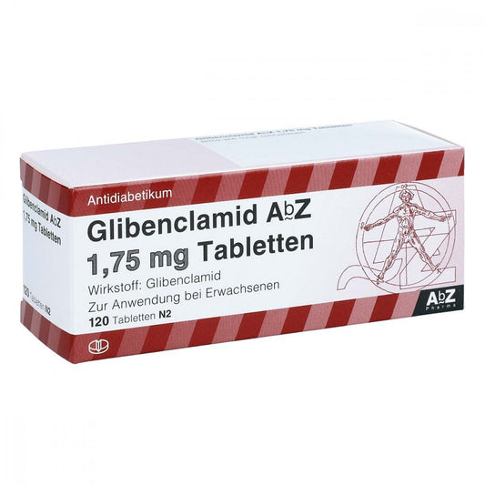 Das Produktfoto zeigt Glibenclamid Abz 1,75 Mg Tabletten (120 stk) PZN 01015995