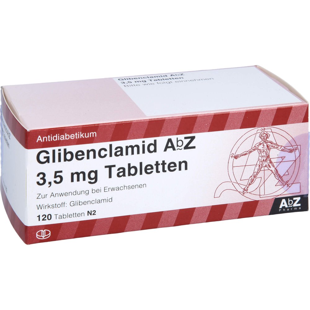 Das Produktfoto zeigt Glibenclamid Abz 3,5 Mg Tabletten (120 stk) PZN 01016026