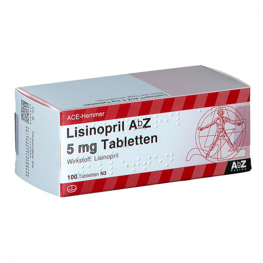 Das Produktfoto zeigt Lisinopril Abz 5 Mg Tabletten (100 stk) PZN 01016279