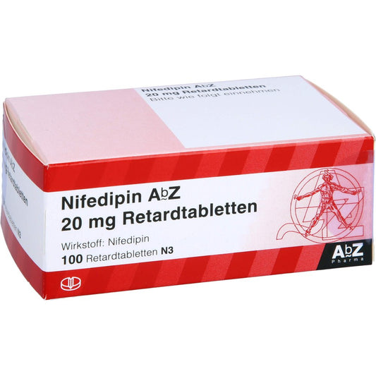 Das Produktfoto zeigt Nifedipin Abz 20 Mg Retardtabletten (100 stk) PZN 01016612