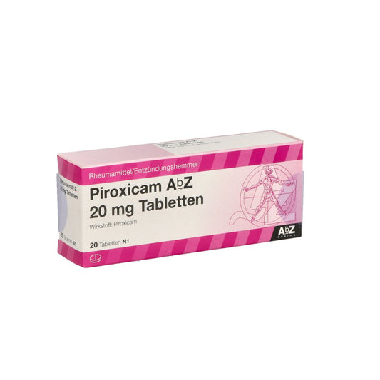 Das Produktfoto zeigt Piroxicam Abz 20 Mg Tabletten (20 stk) PZN 01016782