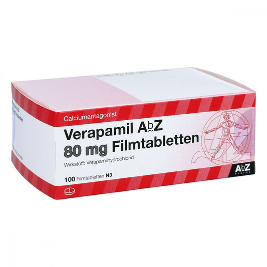 Das Produktfoto zeigt Verapamil Abz 80 Mg Filmtabletten (100 stk) PZN 01017221