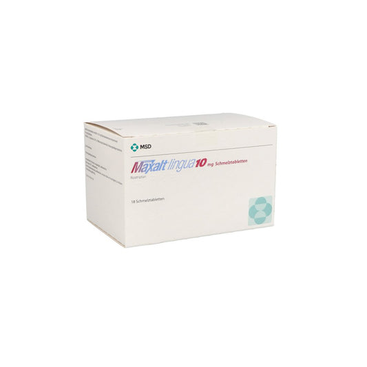 Das Produktfoto zeigt Maxalt Lingua 10 Mg Schmelztabletten (18 stk) PZN 01018166