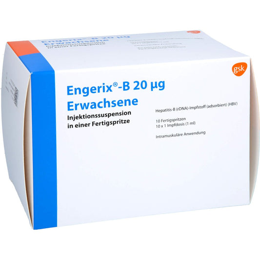 Das Produktfoto zeigt Engerix-B Erwachsene Inj.-Susp.I.E.Fertigspritze (10 stk) PZN 01018226