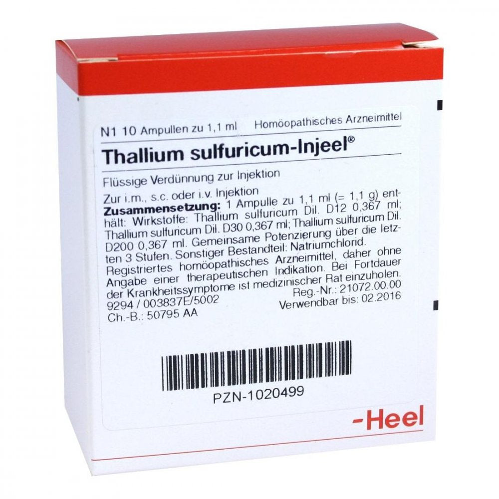 Das Produktfoto zeigt Thallium Sulfuricum Injeel Ampullen (10 stk) PZN 01020499