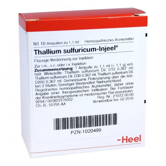 Das Produktfoto zeigt Thallium Sulfuricum Injeel Ampullen (10 stk) PZN 01020499