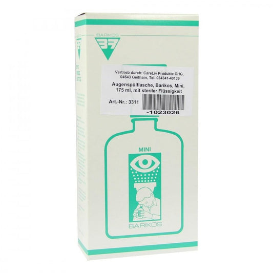 Das Produktfoto zeigt Augenspülflasche Barikos Mini M.Ste.Flüssigk.175ml (175 ml) PZN 01023026