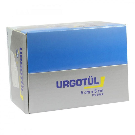 Das Produktfoto zeigt Urgotül 5x5 Cm Wundgaze Spender (120 stk) PZN 01023138