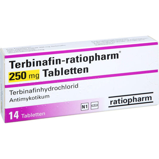 Das Produktfoto zeigt Terbinafin-Ratiopharm 250 Mg Tabletten (14 stk) PZN 01024675