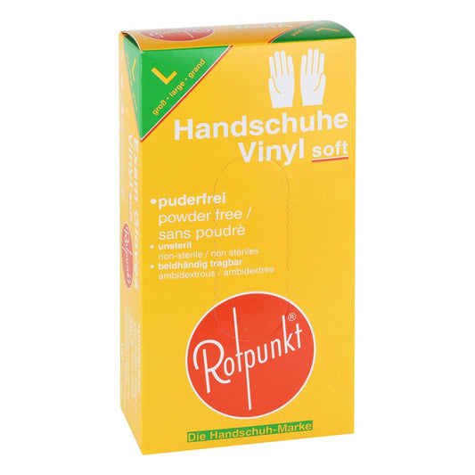 Das Produktfoto zeigt Handschuhe Vinyl Soft L (100 stk) PZN 01026906